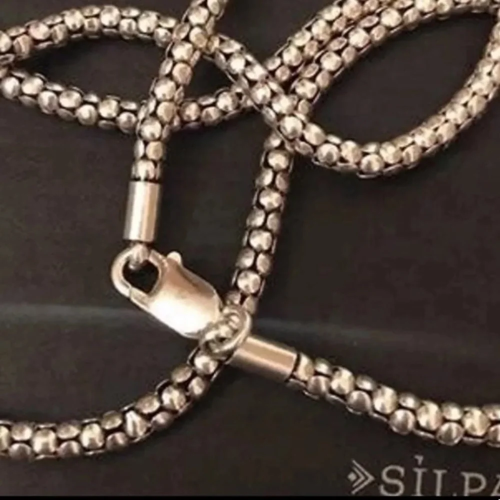 Silpada 30” Oxidized Sterling Silver Popcorn Necklace N1486 - Picture 9 of 10